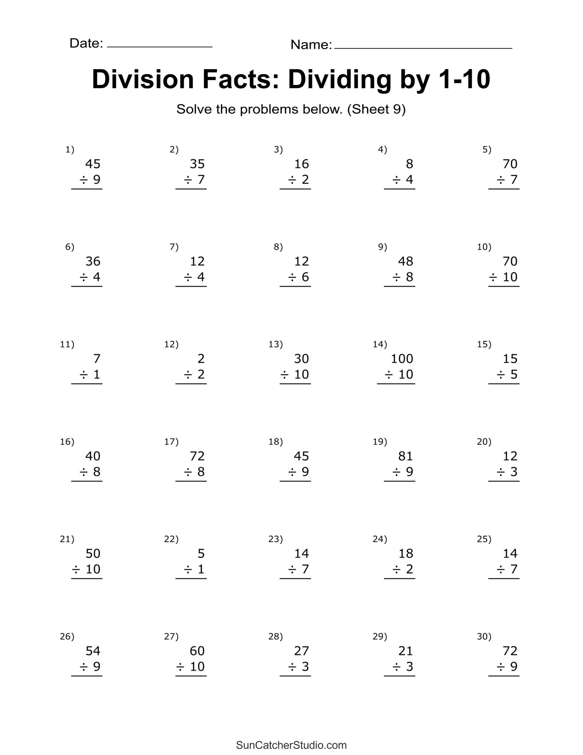 Division Worksheets Problems Free Printable Math Drills Free Printables Lettering SVG Files Tools Apps Free To Edit And Print Division Worksheet Templates Canva