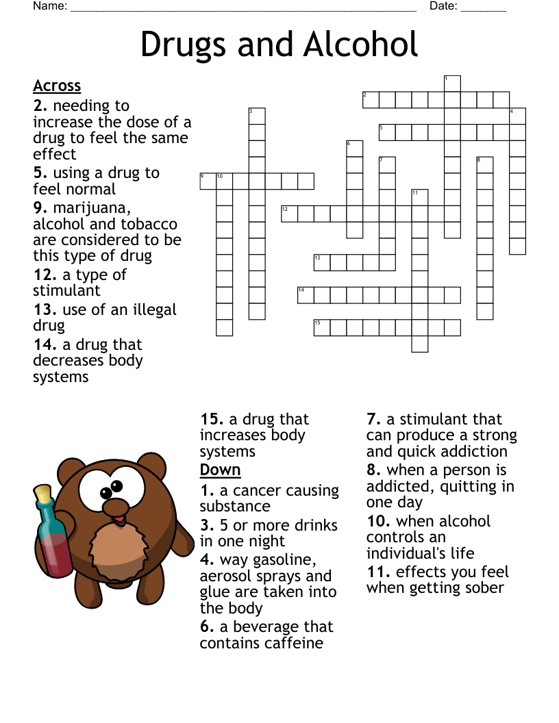 Drug Awareness Vocabulary Worksheet WordMint
