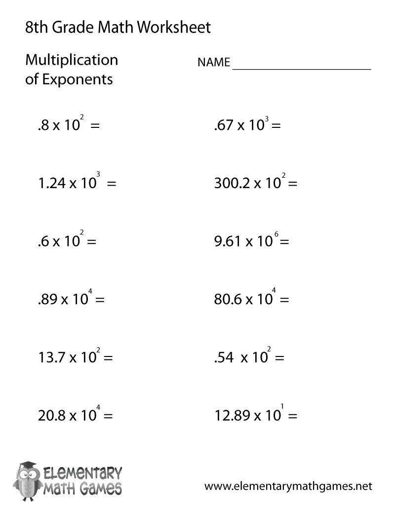 Grade 8 Math Worksheets