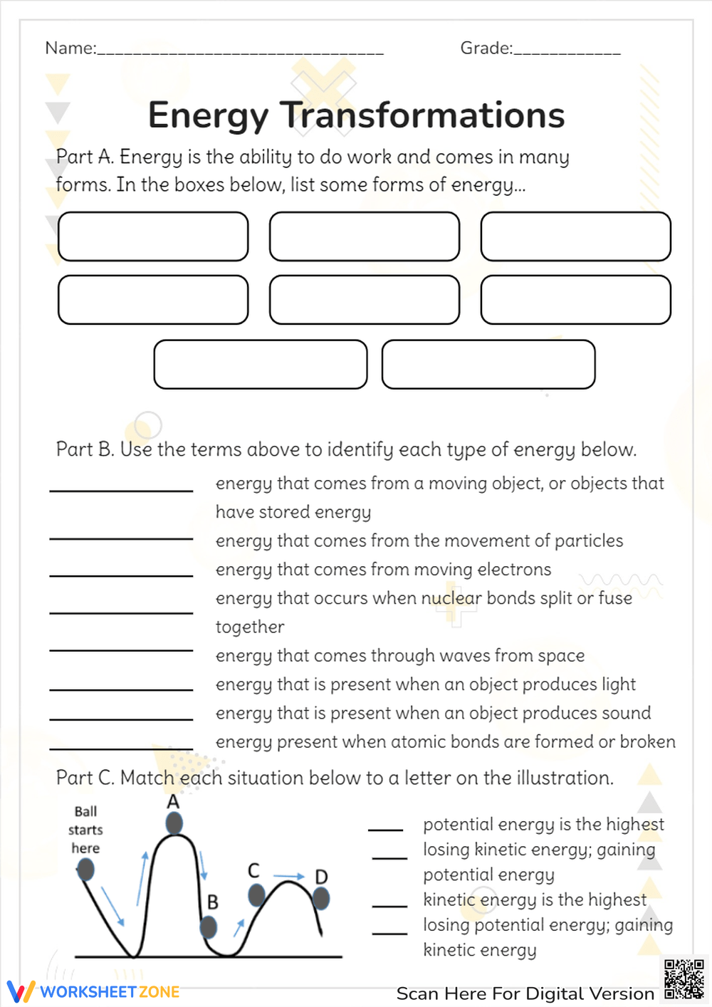 Energy Transformation Worksheets Energy Transformation Worksheets