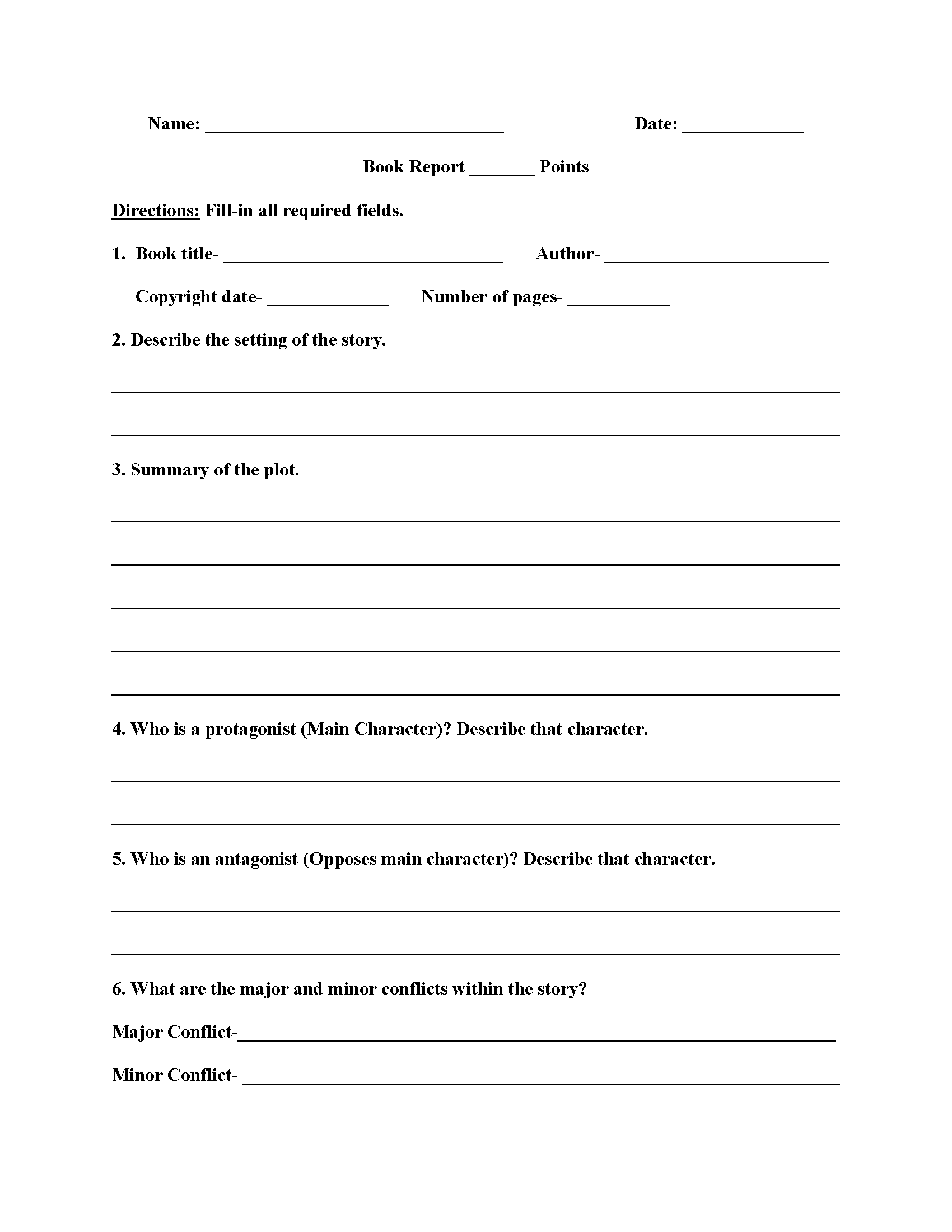 Englishlinx Book Report Worksheets