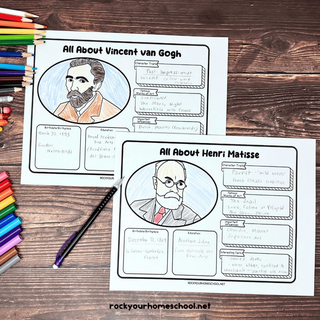 Famous Artists Worksheets For Fantastic Learning Fun Free Set Rock Your Homeschool Famous Artists Worksheets For Fantastic Learning Fun Free Set Rock Your Homeschool