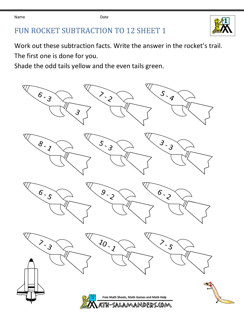 First Grade Addition And Subtraction Facts To 12