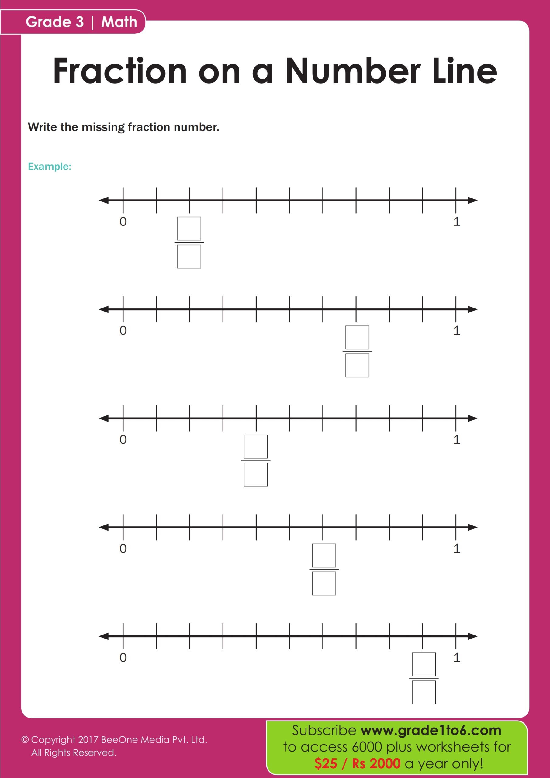 Fractions On A Number Line Worksheet Free PDF