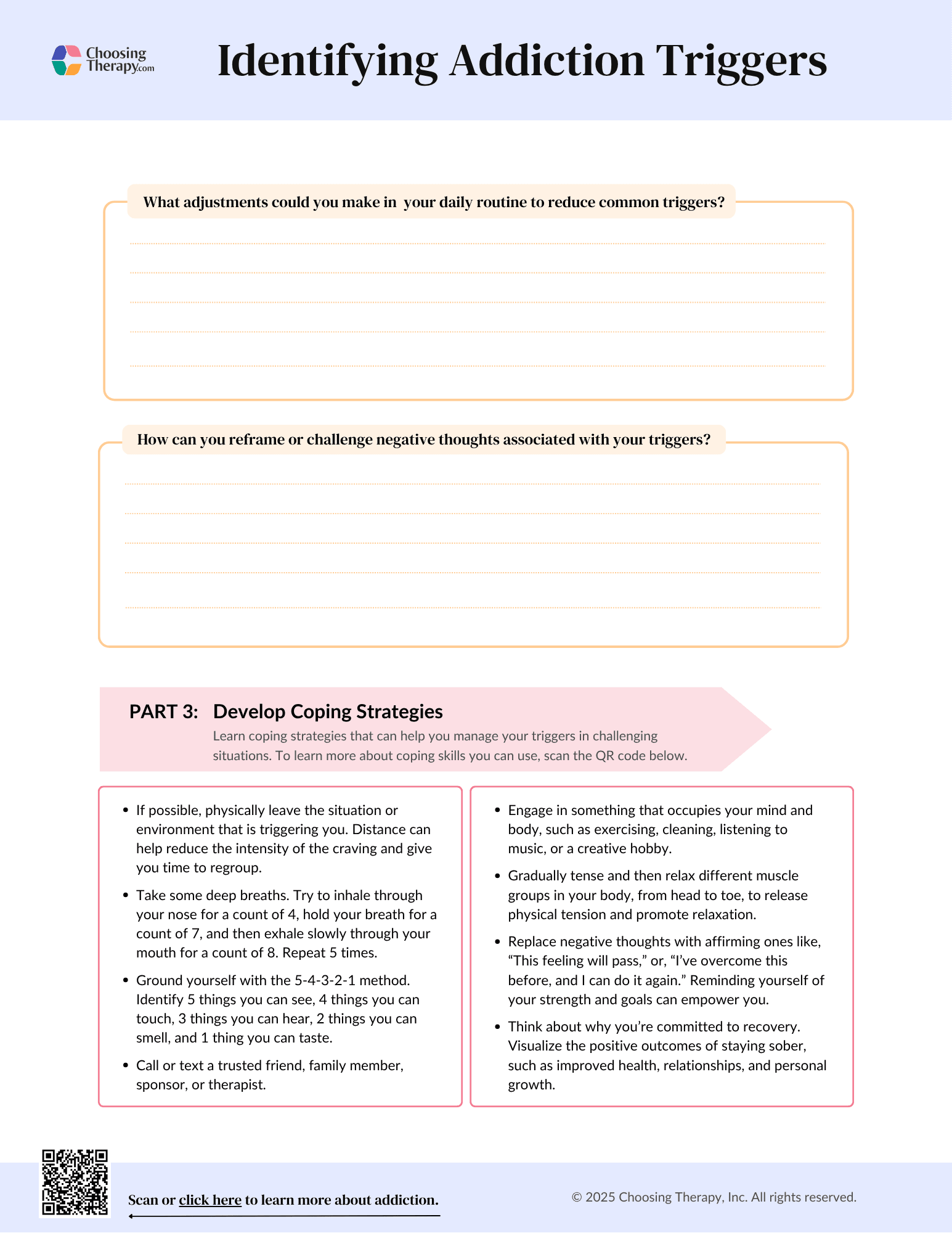 Free Addiction Recovery And Relapse Prevention Worksheets Printable PDFs ChoosingTherapy Free Addiction Recovery And Relapse Prevention Worksheets Printable PDFs ChoosingTherapy