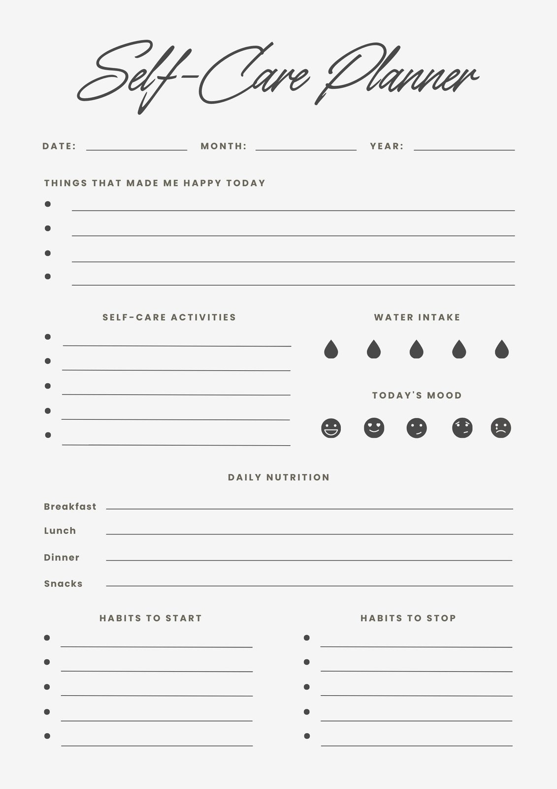 Free And Customizable Self Care Templates Free And Customizable Self Care Templates