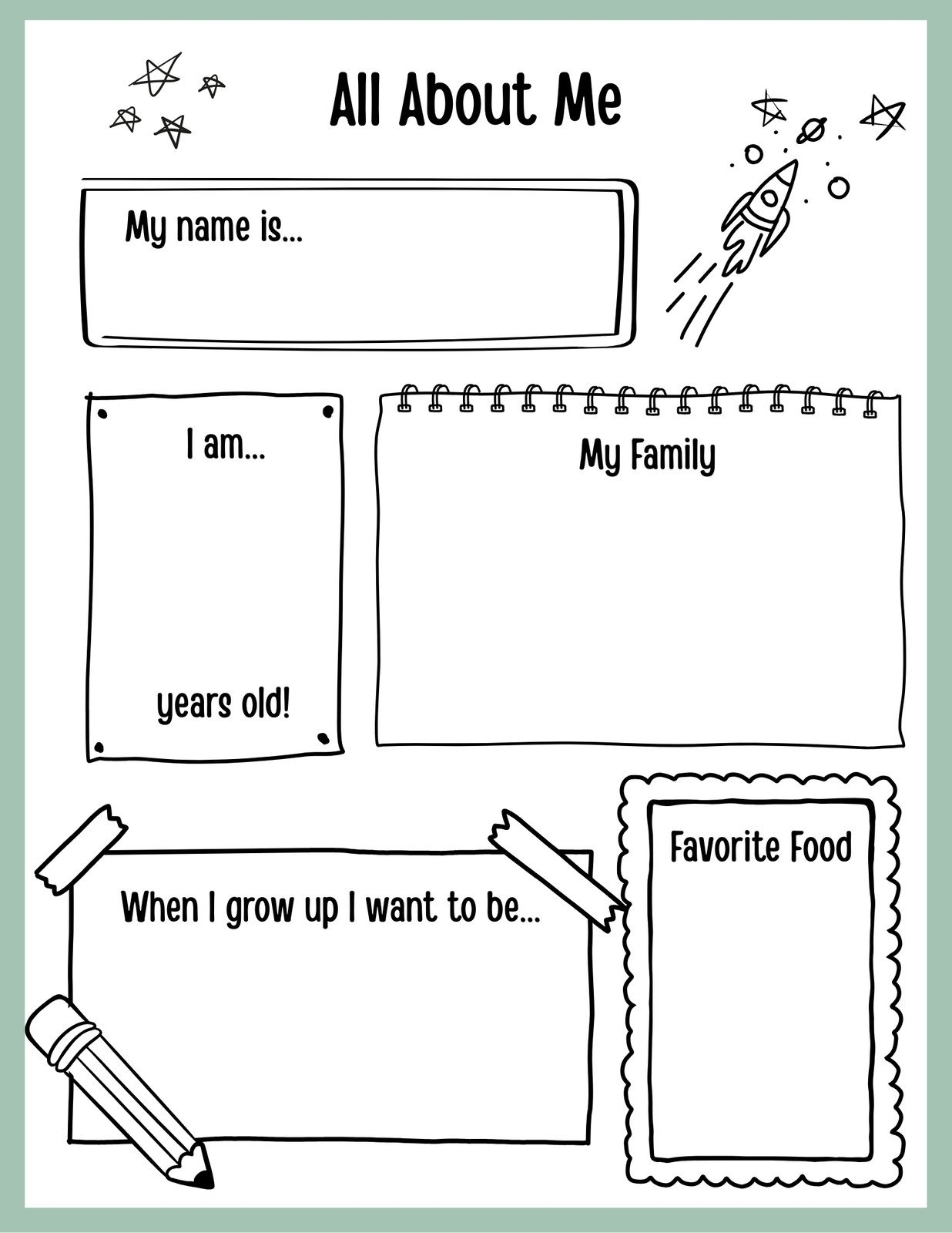 All About Me Worksheet Free