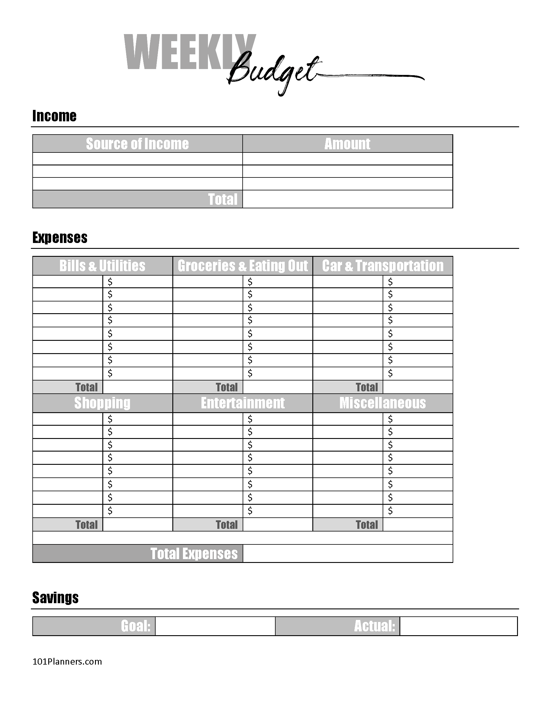 Free Blank Budget Worksheet Printables To Take Charge Of Your Finances