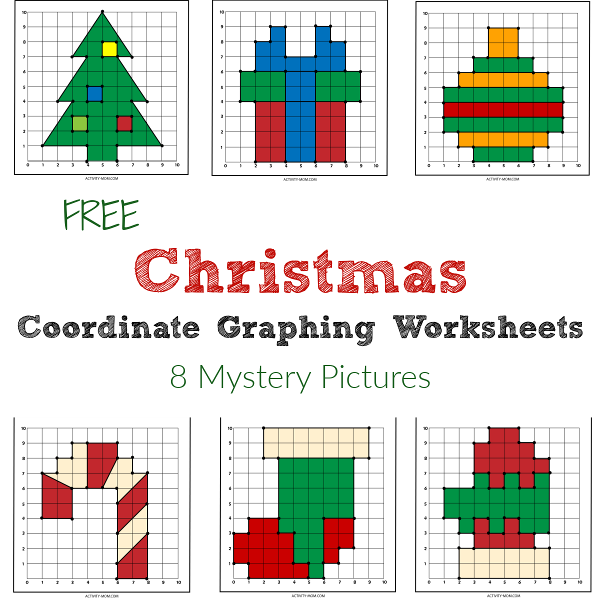 Free Christmas Coordinate Graphing Worksheets The Activity Mom Printable Christmas Count And Graph Math Activity For Kids