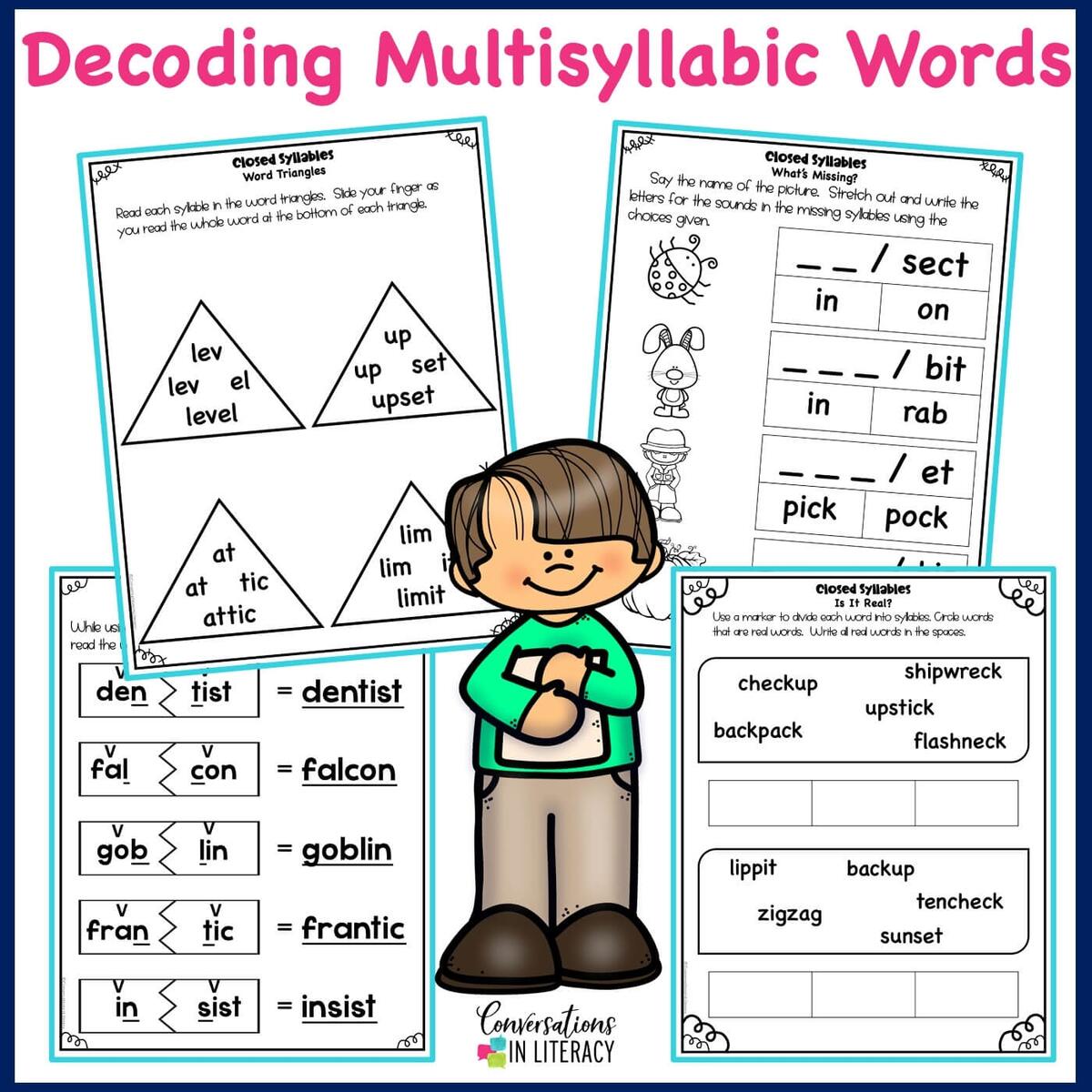 FREE Closed Syllables Decoding Multisyllabic Words Activities Conversations In Literacy Open Closed Syllable Houses Free Printables Literacy Learn