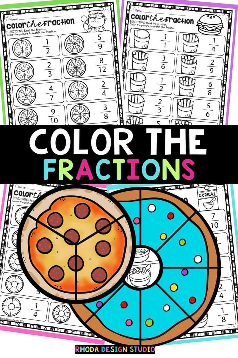 Free Color The Fractions Food Worksheets Free Color The Fractions Food Worksheets