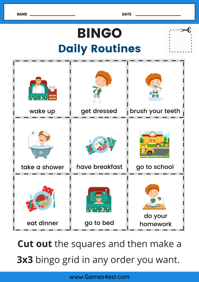Free Daily Routine Worksheets For Beginners Games4esl