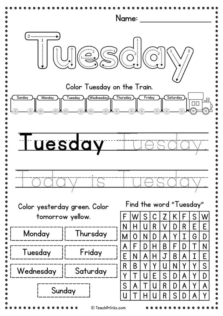 Days Of The Week 28 Worksheets Downloadable Worksheets