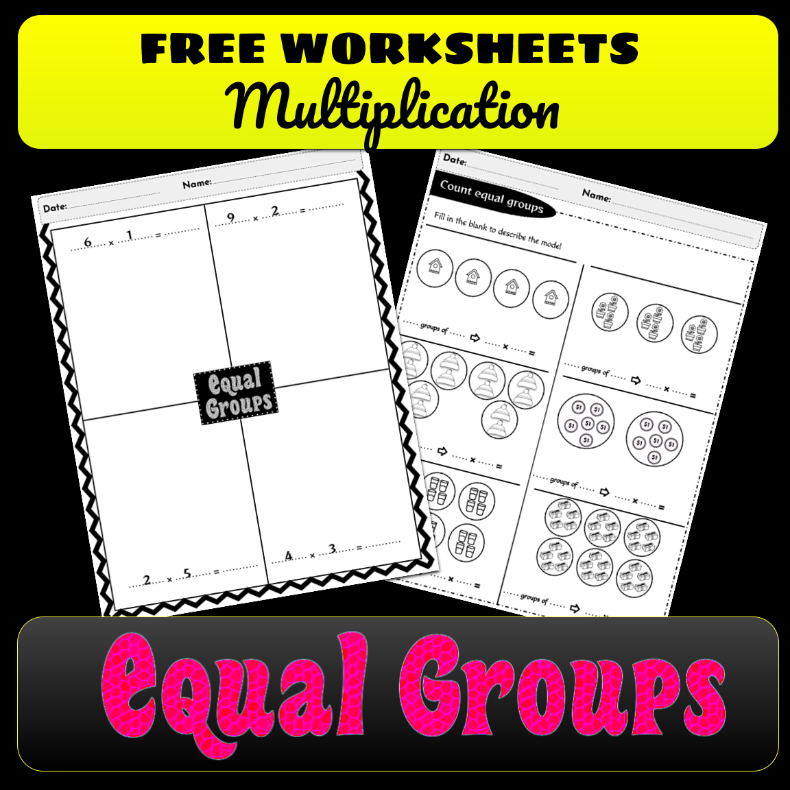 FREE Equal Groups Multiplication Worksheets One Step Equations Multiplication Made By Teachers