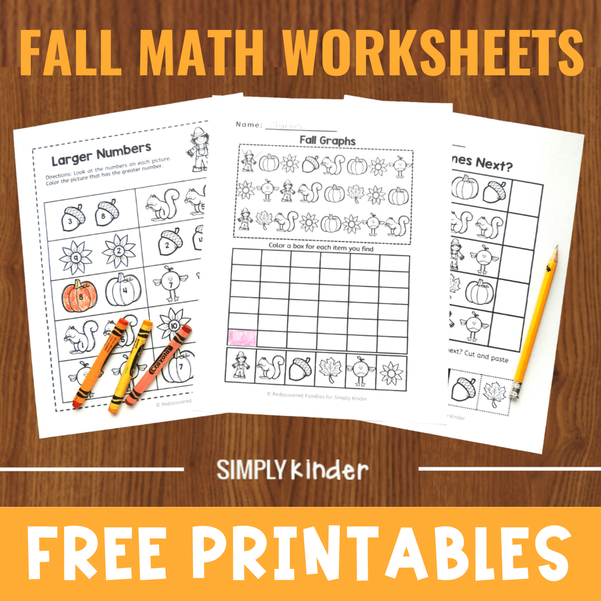 Free Fall Math Worksheets To Use With Kinders Simply Kinder