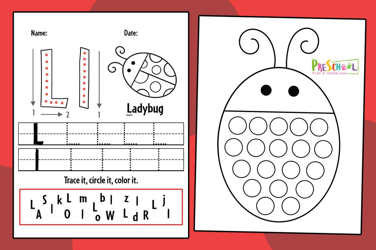 FREE Ladybug Printable Worksheets For Preschool Printable Ladybug And Leaf Counting Kindergarten Activity