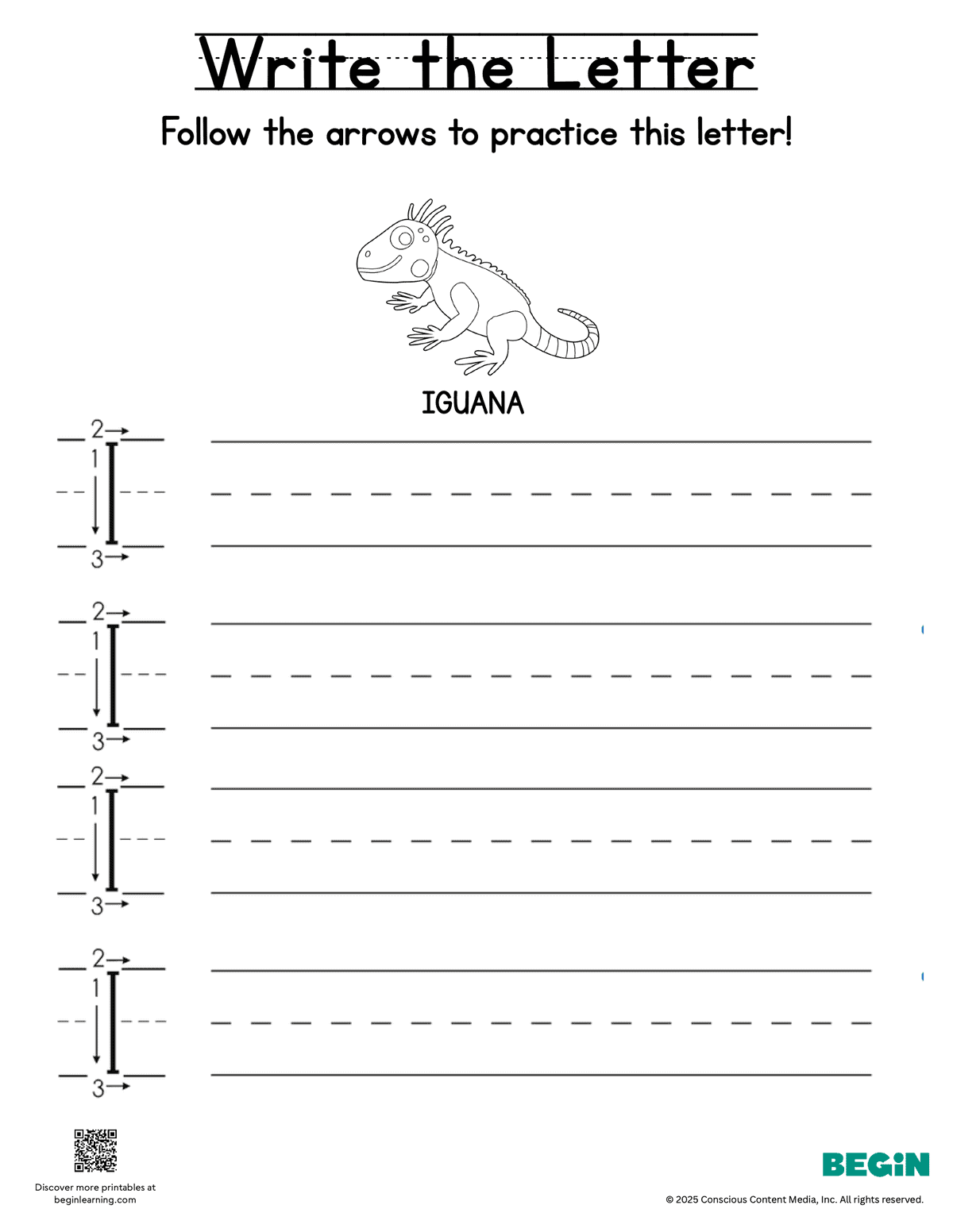 Free Letter I Printing Writing Worksheets Begin Learning