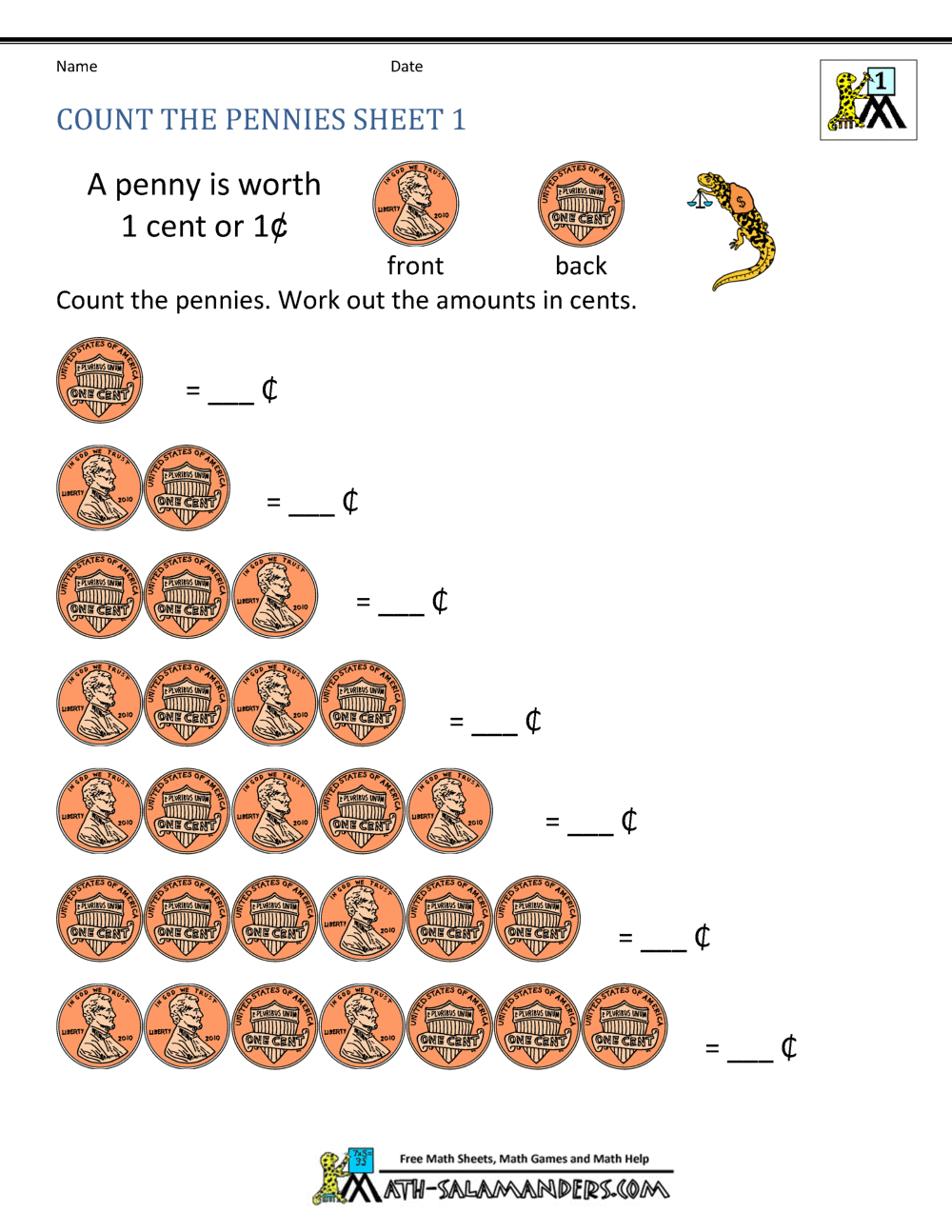 Counting Money Worksheets