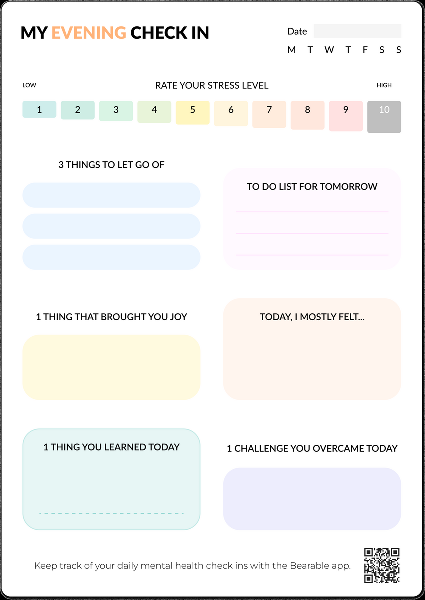 Free Mental Health Check In Worksheet PDF Bearable App Free Mental Health Check In Worksheet PDF Bearable App