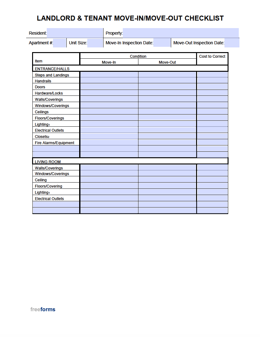 Free Move In Move Out Checklist For Landlord Tenant PDF Word Free Move In Move Out Checklist For Landlord Tenant PDF Word