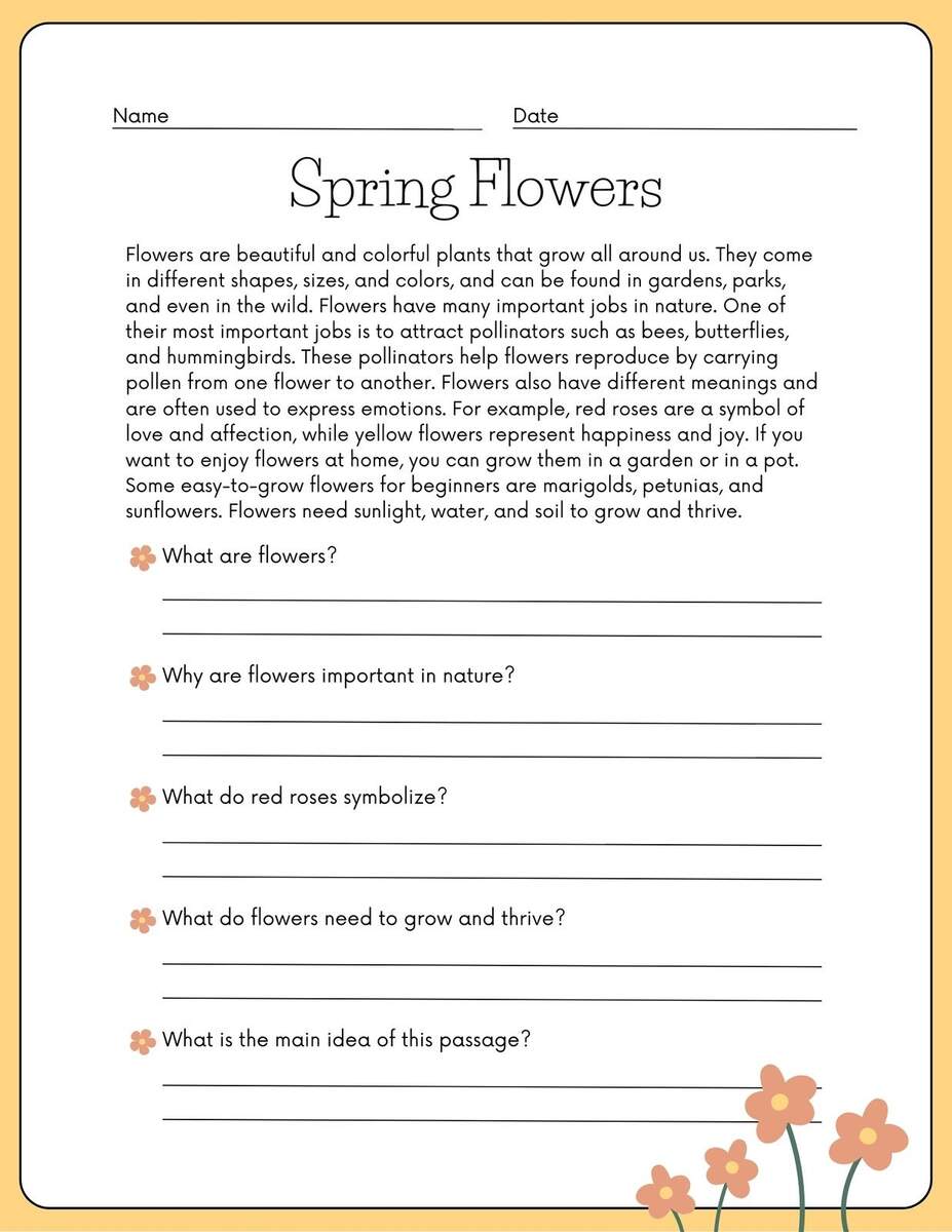 Free Printable 3rd Grade Reading Worksheet Templates Canva