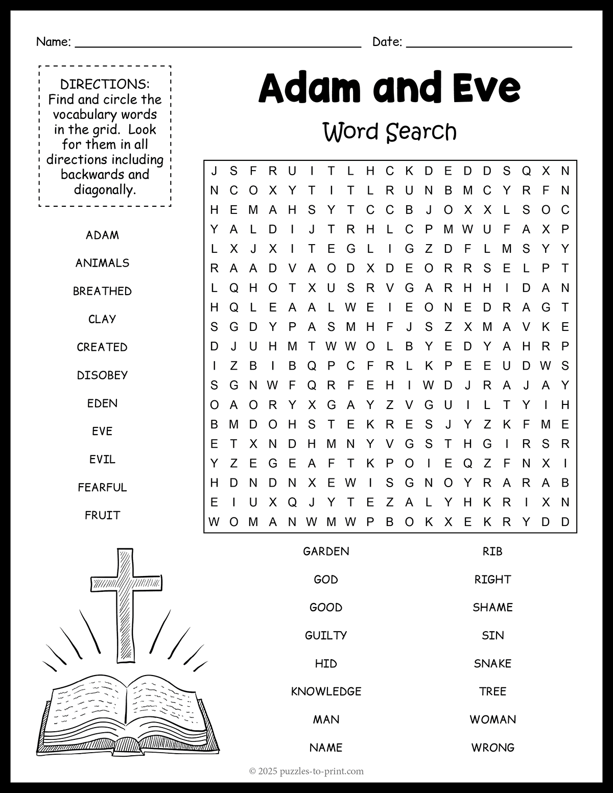 Free Printable Adam And Eve Word Search Free Printable Adam And Eve Word Search