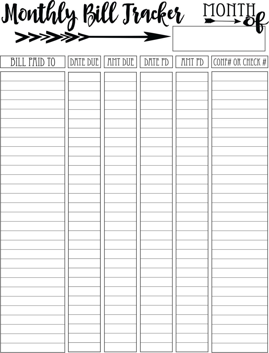 Free Printable Monthly Budget Template