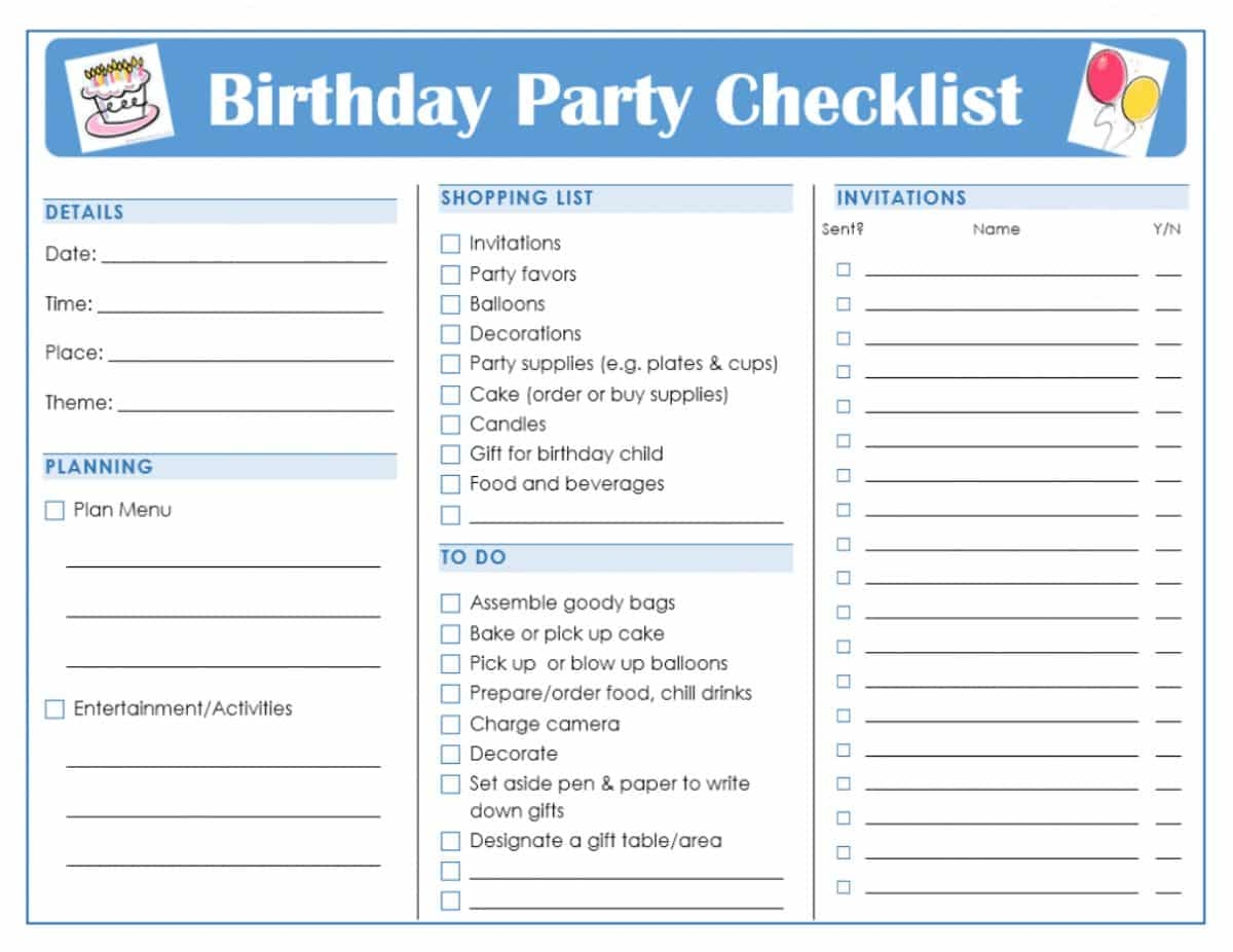 Free Printable Birthday Party Checklist Planning Guide Tips Free Party Planning Printables To Make Your Life Easy