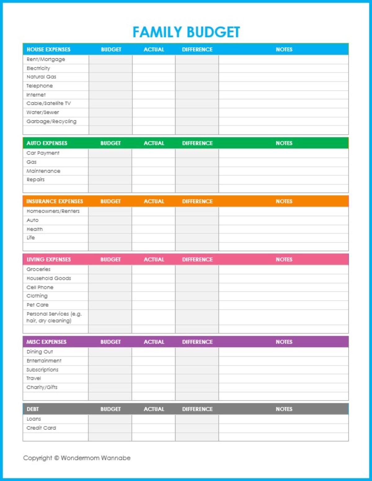 Free Printable Budget Worksheets For Family Finances Free And Customizable Budget Templates Canva