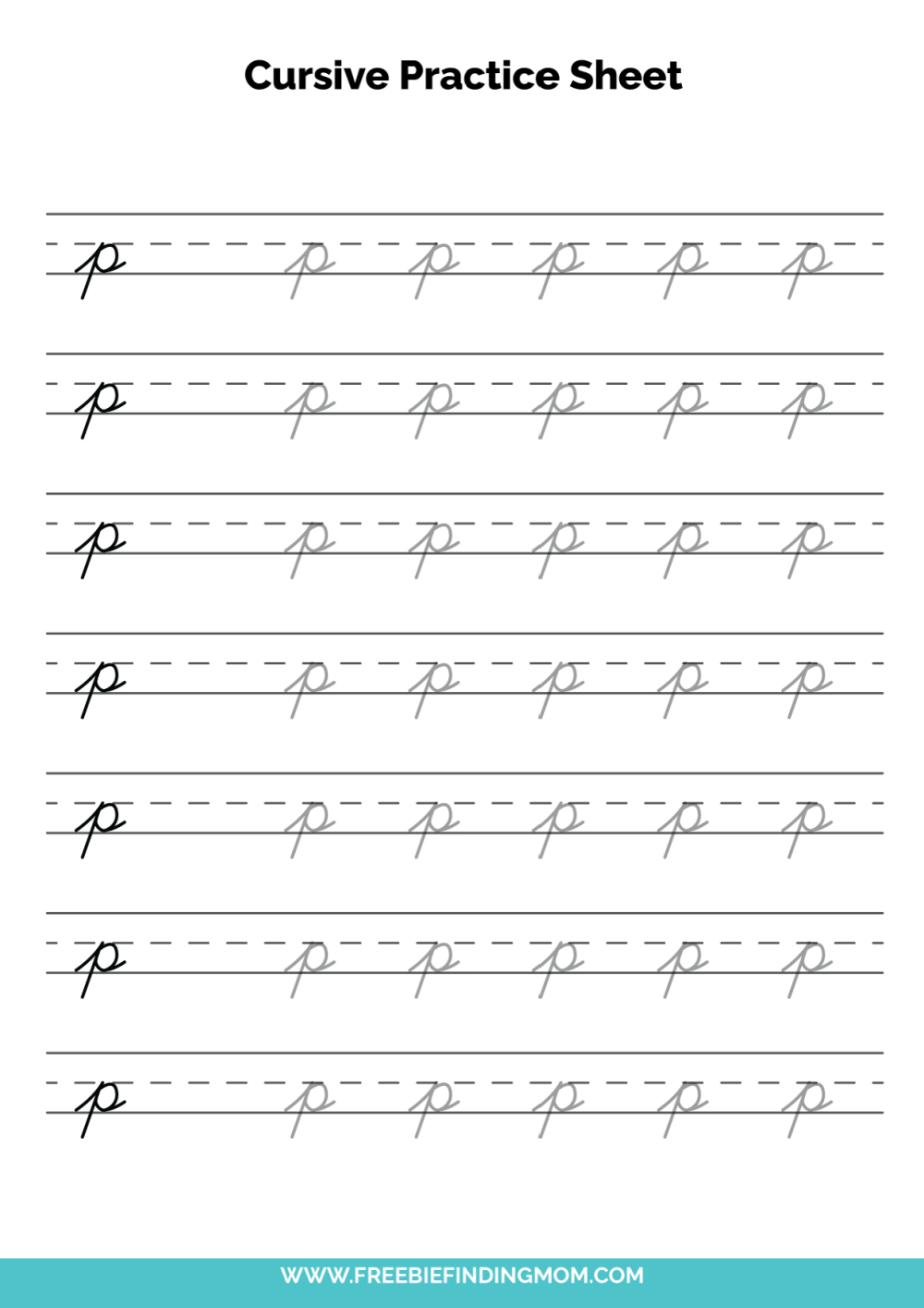 Free Printable Cursive Alphabet Practice Sheets Lowercase P