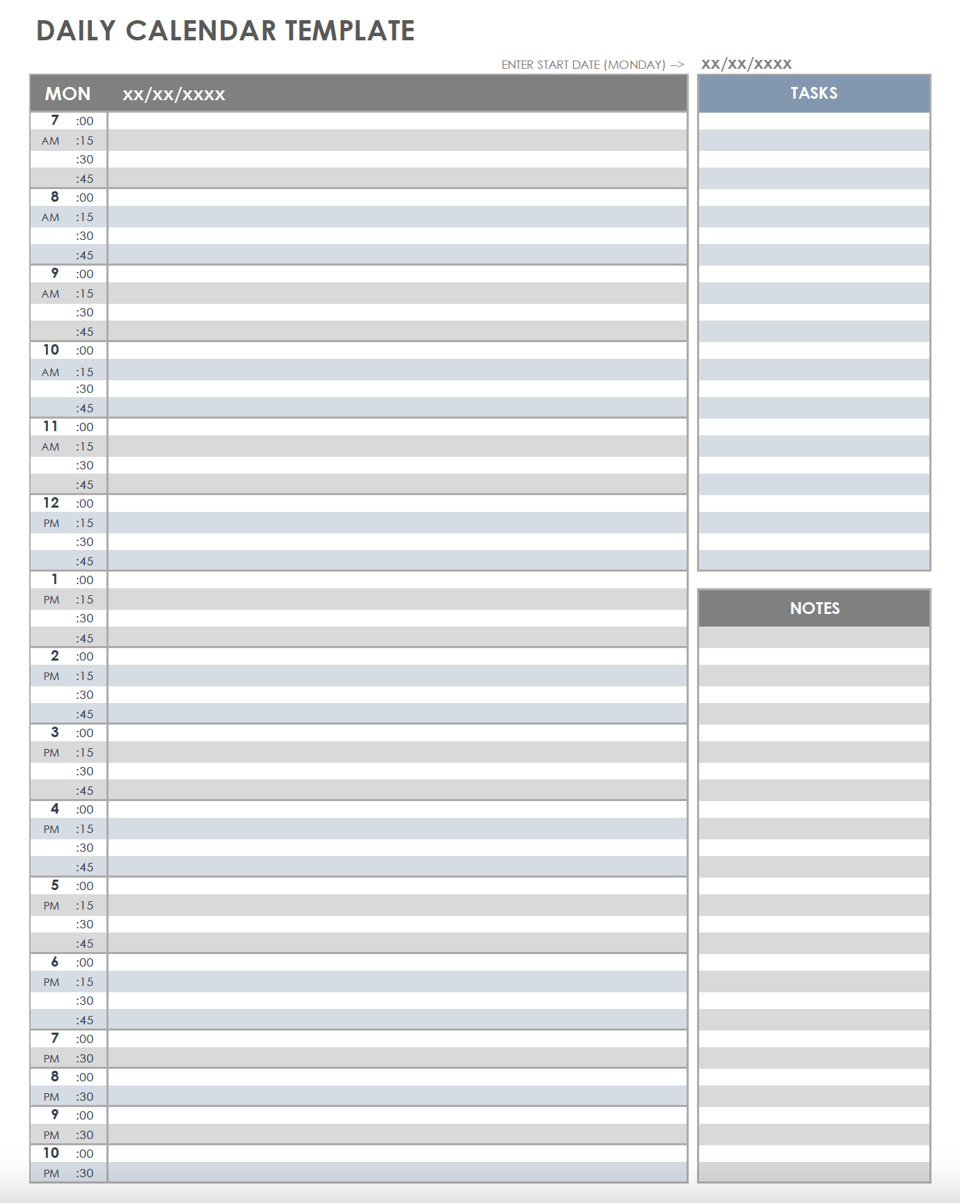 Free Printable Daily Calendar Templates Weekly Schedule Planner Templates WORD EXCEL PDF