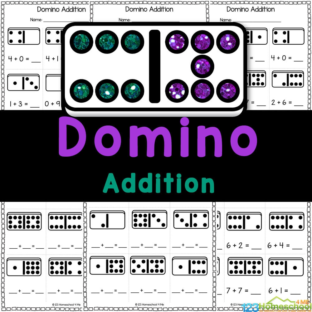FREE Printable Domino Addition Math Worksheets For Kindergarten