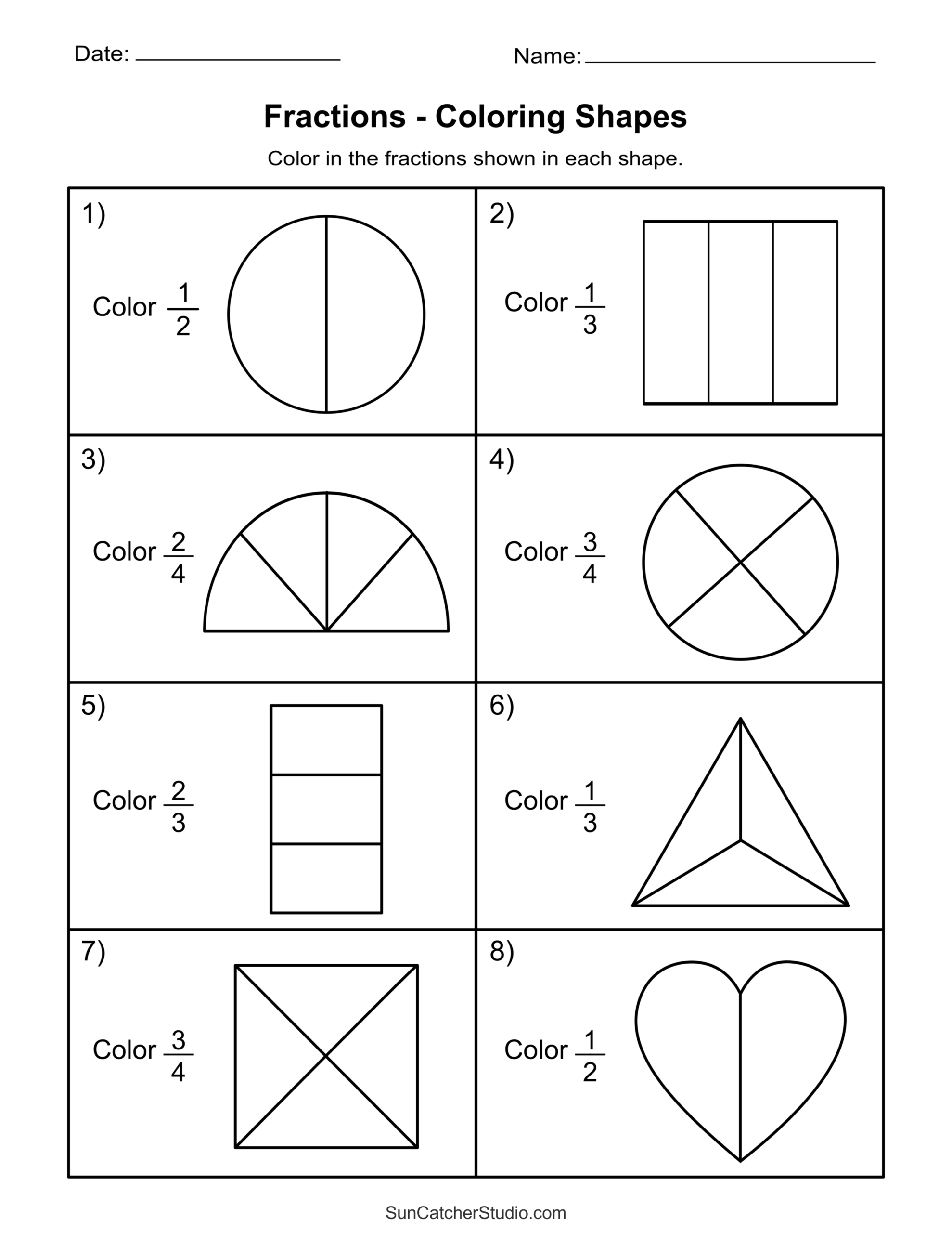 Free Printable Fractions Worksheets Comparing Identifying Free Printables Lettering SVG Files Tools Apps Math Fraction Worksheets For Kids