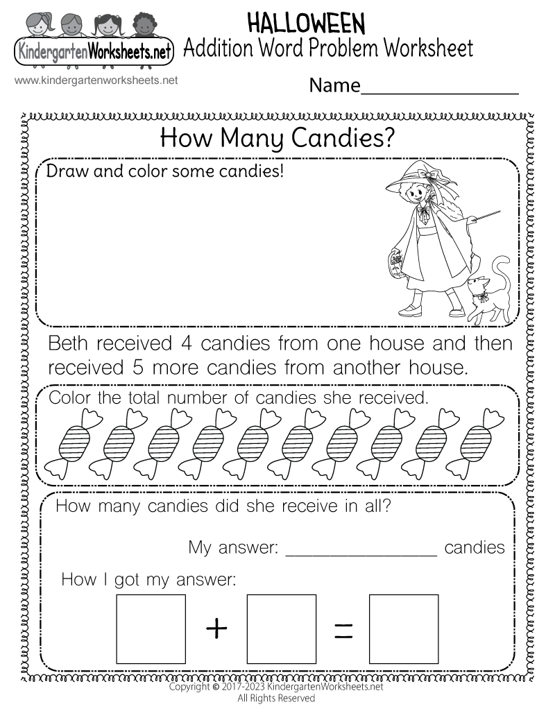 Free Printable Halloween Addition Word Problem Worksheet Free Printable Word Problems Worksheet For Fourth Grade