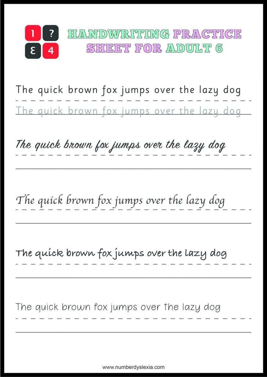 Free Printable Handwriting Practice Worksheets For Adults PDF UPDATED 2024 Number Dyslexia Neat Handwriting Worksheets Printable