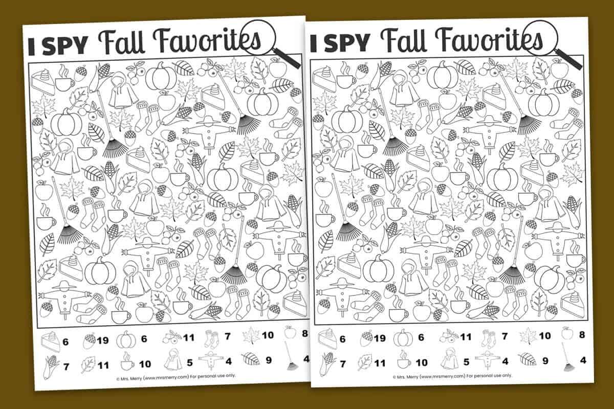 Free Printable I Spy Fall Favorites Thanksgiving Activity Mrs Merry Free Printable I Spy Fall Favorites Thanksgiving Activity Mrs Merry