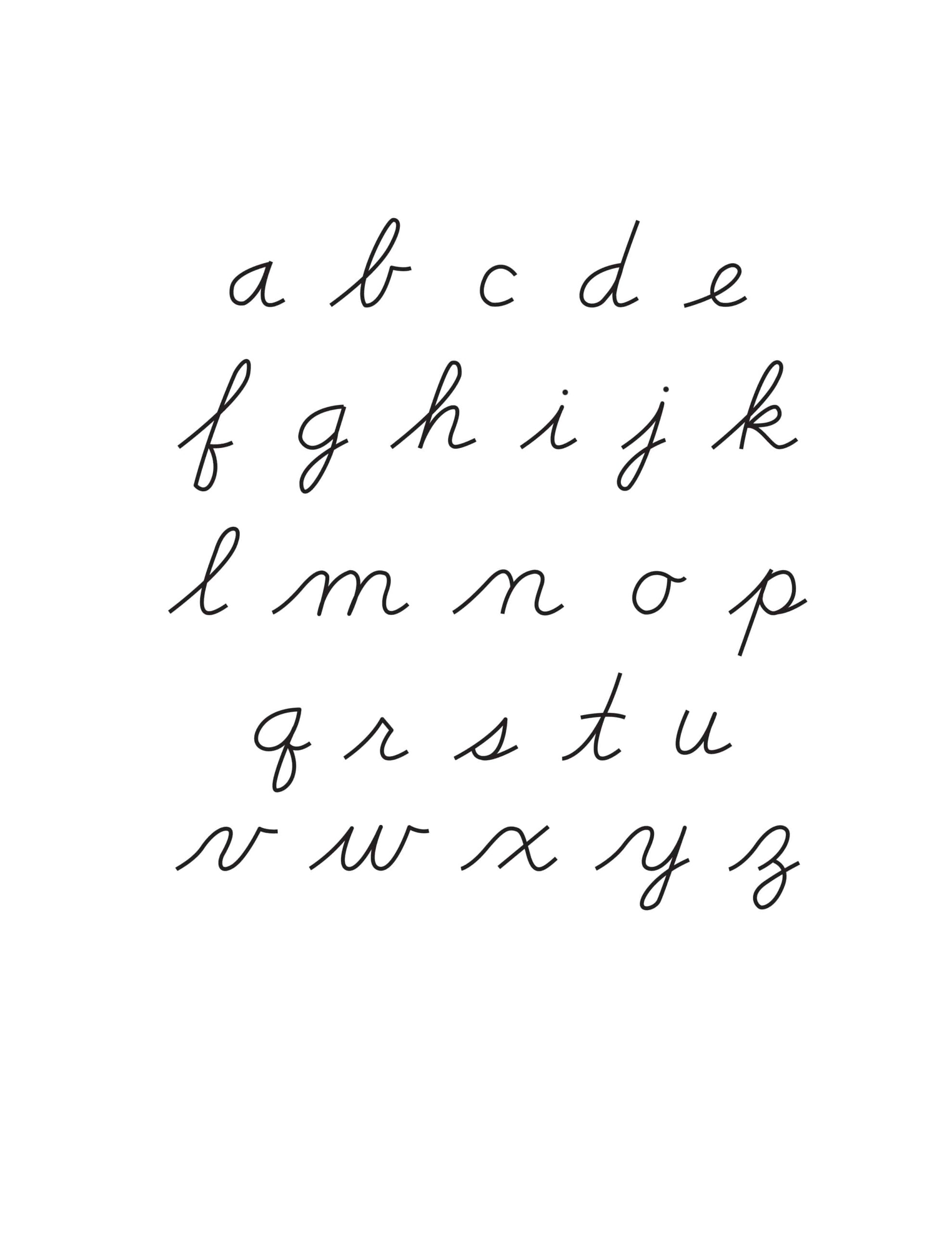 Free Printable Lowercase Cursive Alphabet Cursive Alphabet To Trace Free Printable PDF Alien Schooler