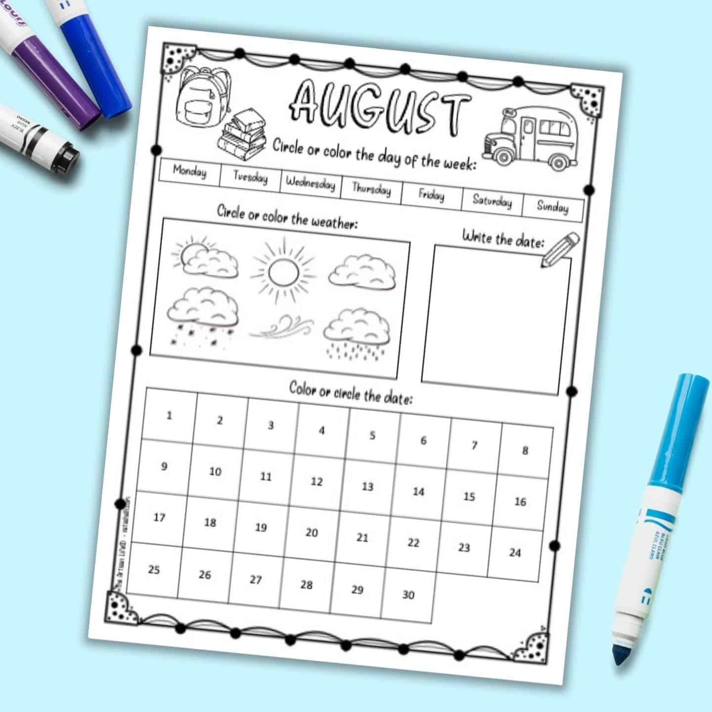 Morning Time Calendar Worksheets Preschool Kindergarten Daily Practice Simple Living Mama
