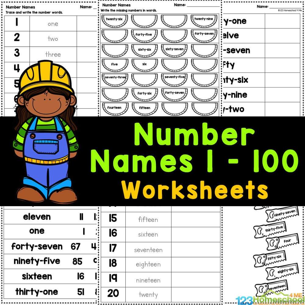 Free Printable Number Names 1 To 100 Worksheet Pdf Free Printable Number Names 1 To 100 Worksheet Pdf