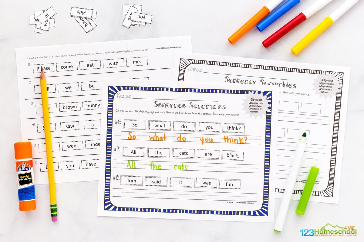 FREE Printable Sentence Scramble Worksheets For Kids Sentence Scramble WorksheetsMaking English Fun