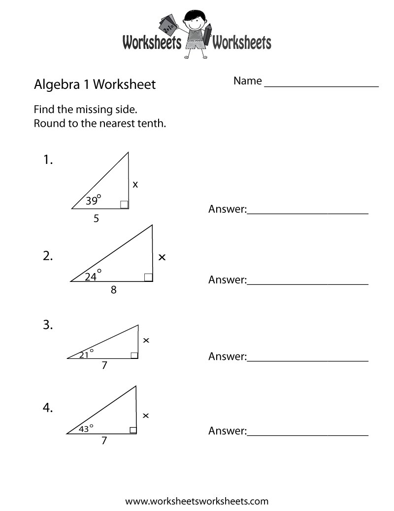 Free Printable Simple Algebra 1 Worksheet Free Printable Simple Algebra 1 Worksheet