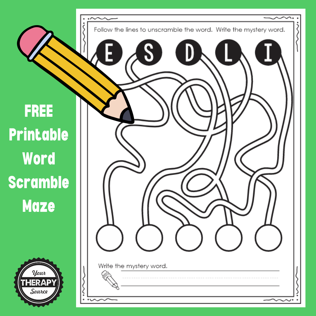Free Printable Word Scramble Maze Your Therapy Source