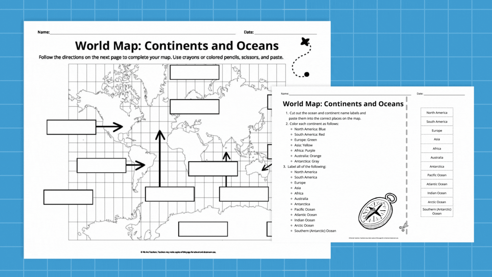 Free Printable World Map Bundle Map And Globe Skills For 3rd 5th Grade Reading Packet By Teach Simple