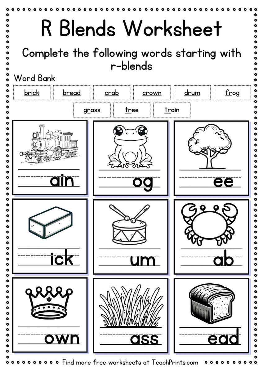 Free R Blend Worksheets Teach Prints Free R Blend Worksheets Teach Prints