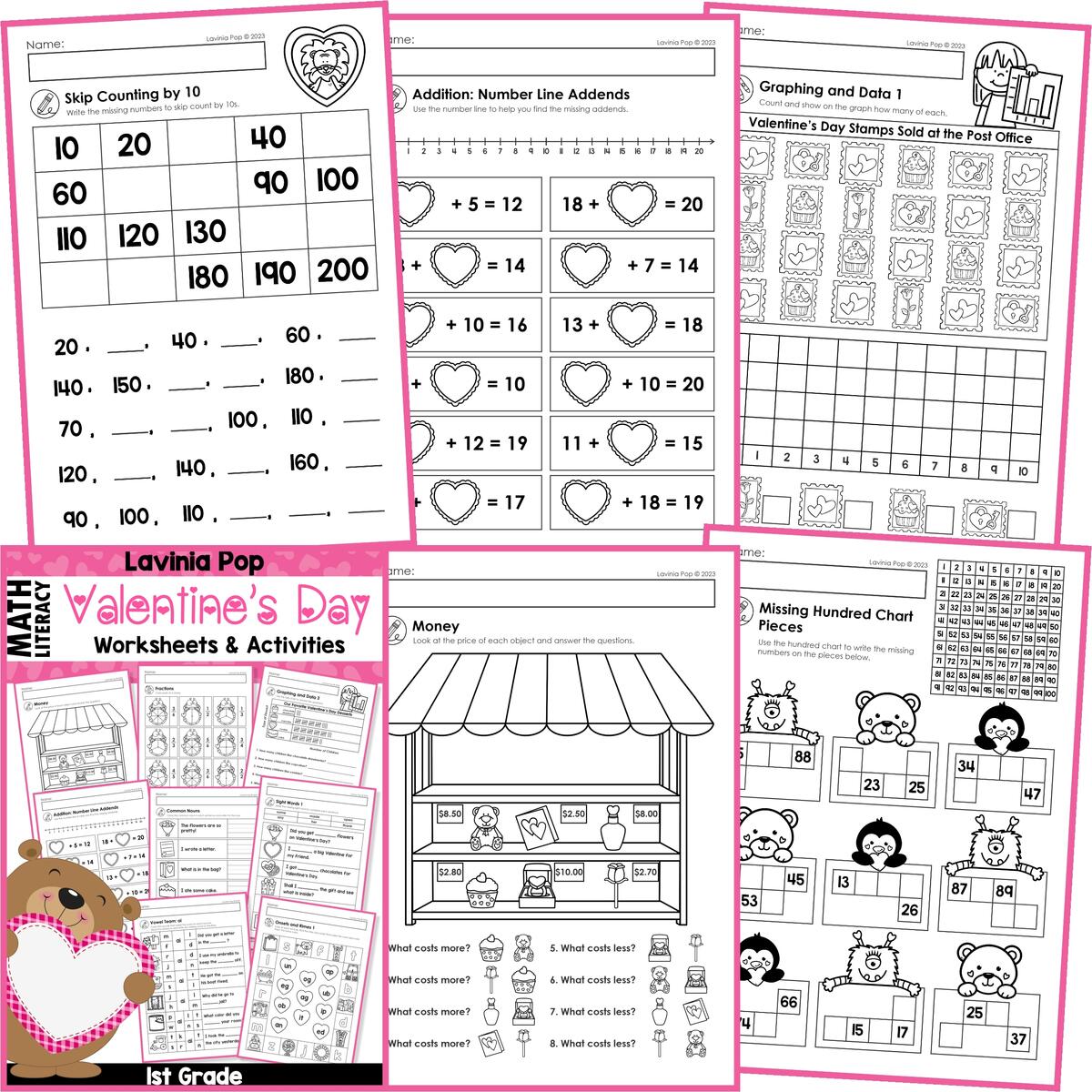 FREE Valentine s Day 1st Grade Worksheets And Activities No Prep First Grade In My World