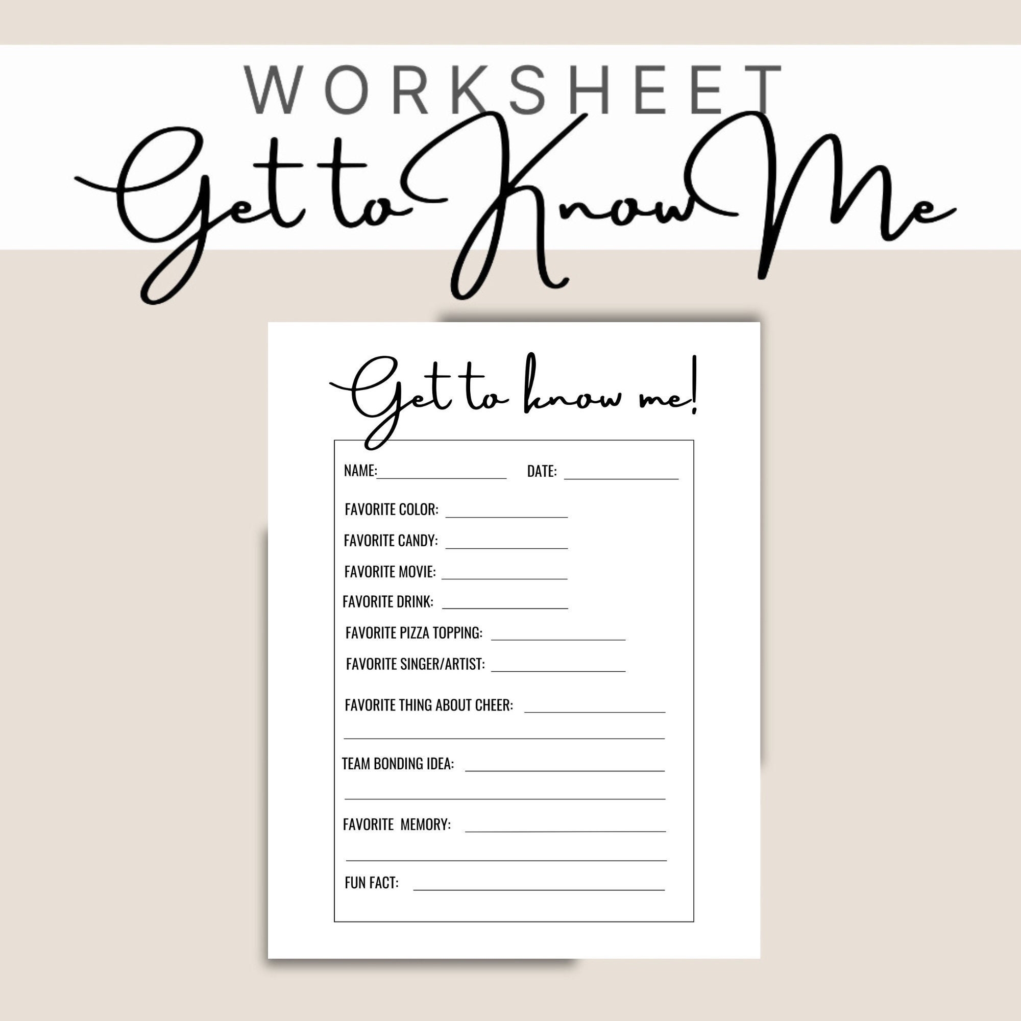Get To Know Me Worksheet Ice Breaker Printable Back To School Worksheets Team Bonding Etsy Denmark