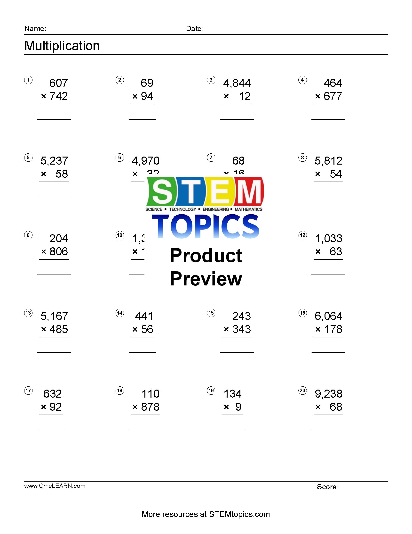 6th Grade Math Worksheets