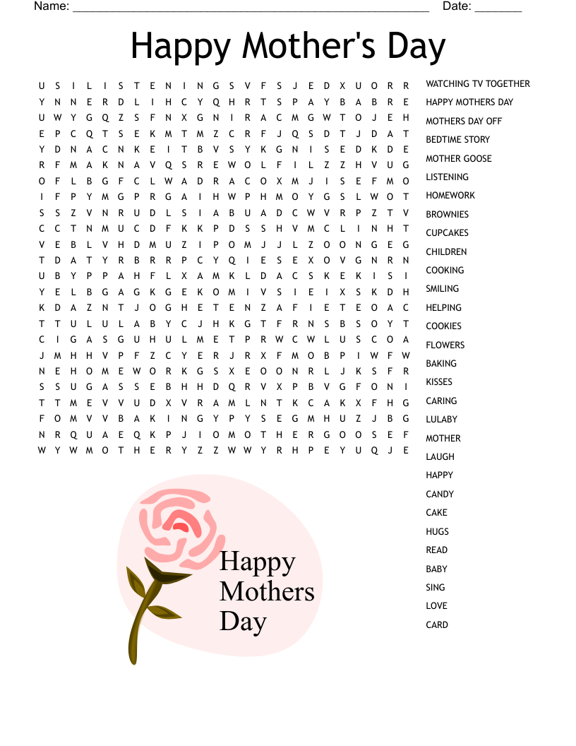 Happy Mothers Day Word Search WordMint Worksheets Library Mother S Day Word Search Puzzles Mothers Day Activities Made By Teachers
