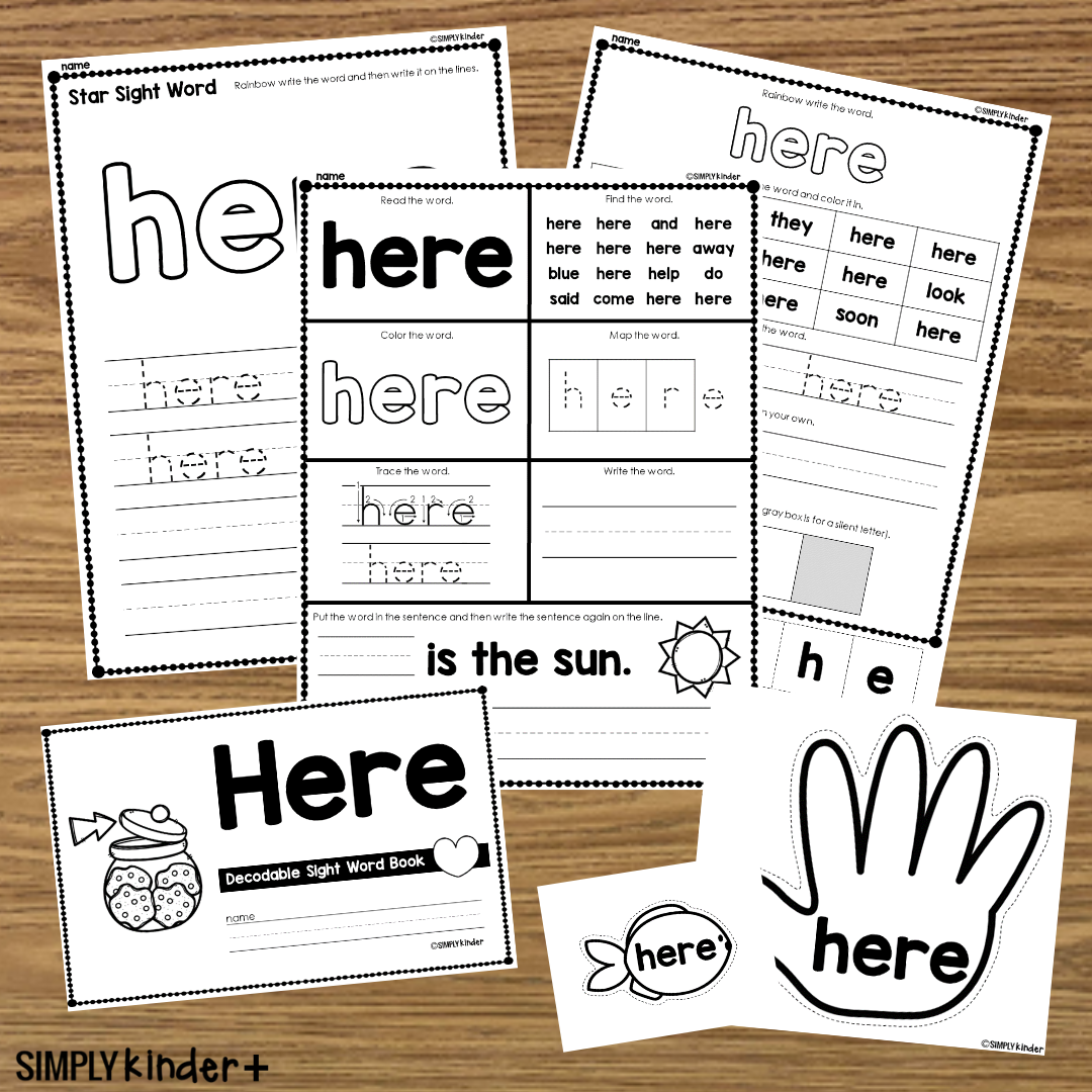 Here Sight Word Activities Simply Kinder Printable Membership