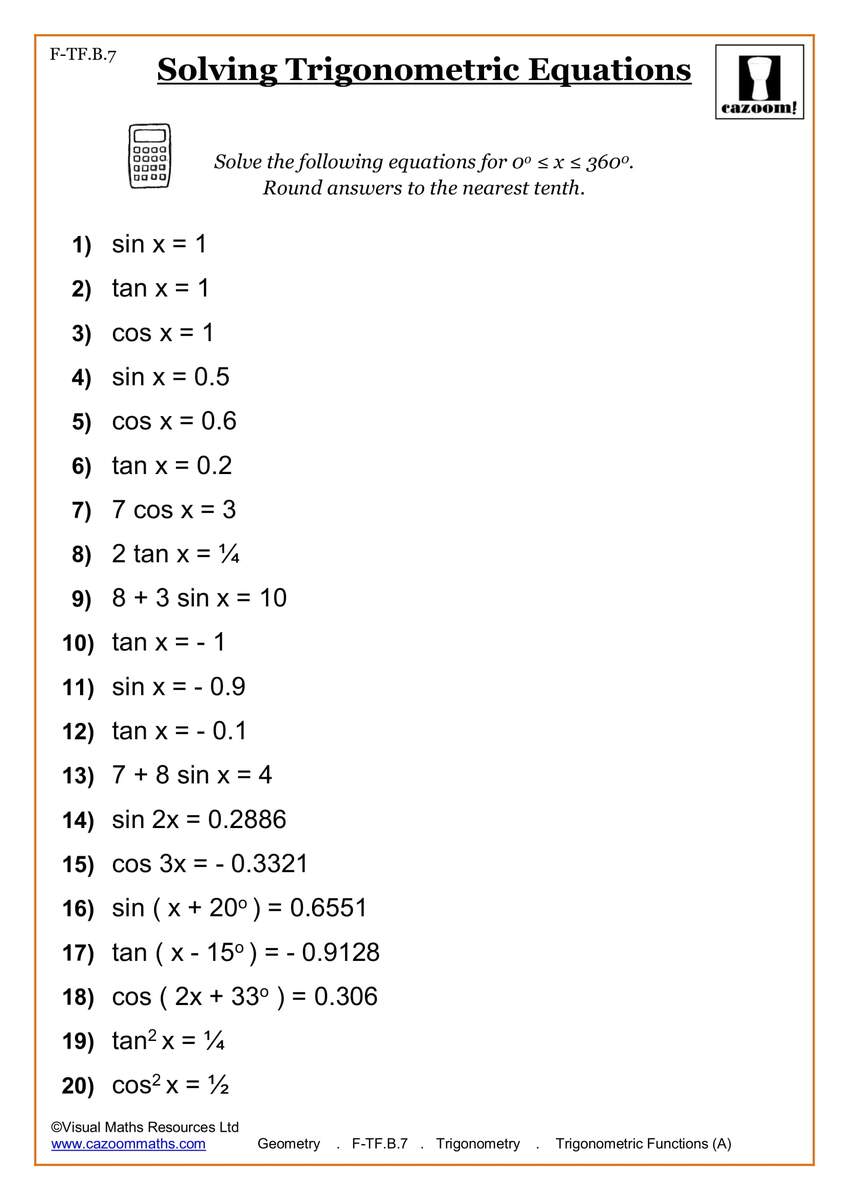 High School Math Worksheets Math Worksheets PDF Cazoom Math Free Printable Tenth Grade Math Practice Worksheet
